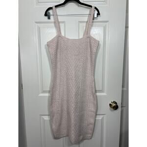 House of Harlow 1960 Revolve Fitted Ribbed Knit Sweater Midi Dress Beige Large